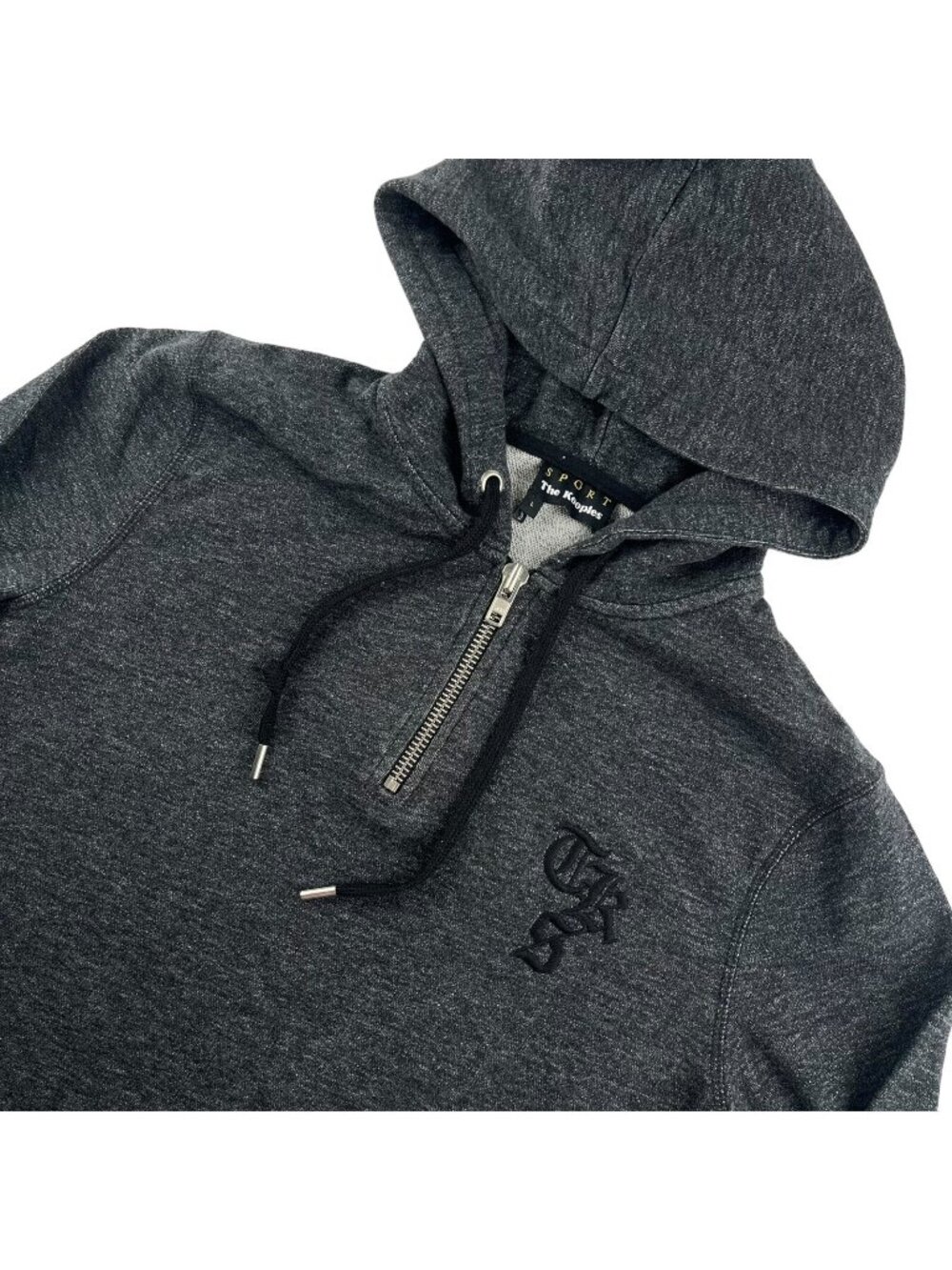The Kooples Sport Men's Gray Cotton 1/4 Zip Hoodie Sweatshirt • Large